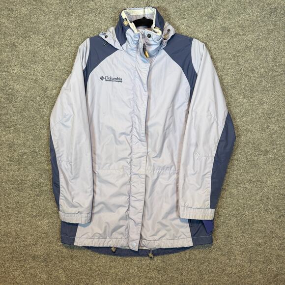 Columbia Jacket Womens Small Purple Core Jacket Hooded Zip Up Snap - Picture 2 of 13